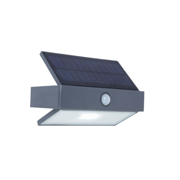 Lutec Arrow - Außenwandleuchte mit Solarsensor - 17 x 7 x 11 cm - 2,3W LED inkl. - IP44 - dunkelgrau
