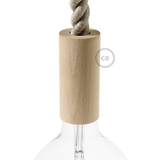 Creative Cables - E27-Holzfassung für 2XL Eisenschnur - Ø 5 x 11 cm - hellbraun