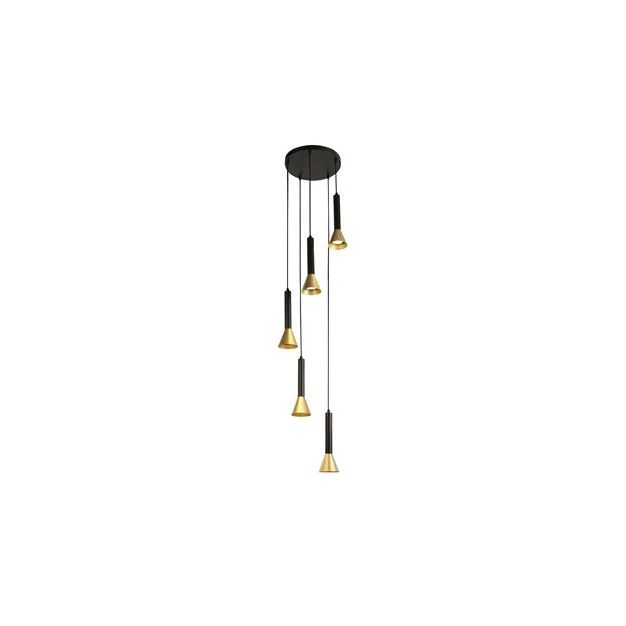 Searchlight Signal - Hängeleuchte 5L - Ø 37 x 150 cm - schwarz und gold