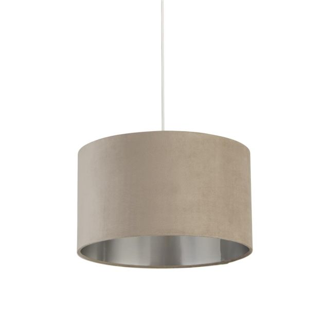 Searchlight Velvet Drum - Lampenschirm - Ø 38 x 22 cm - taupe und silber