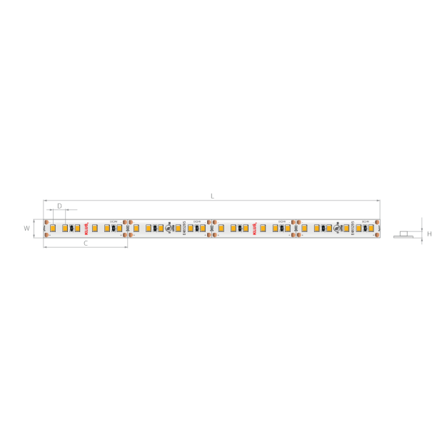 KLUS LED-Streifen - 0,8 cm breit, 500 cm lang - 24 V DC - dimmbar - 9,6 W LED pro Meter - IP20 - 3000 K