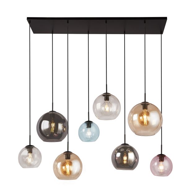 Searchlight Mardi Gras II - Pendelleuchte - 151 x 150 cm - mattschwarz und farbiges Glas