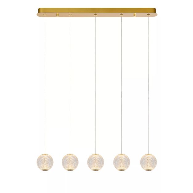 Lucide Cintra - Hängeleuchte - 84 x 11 x 150 cm - 5 x 4,7W LED inkl. - transparent und gold