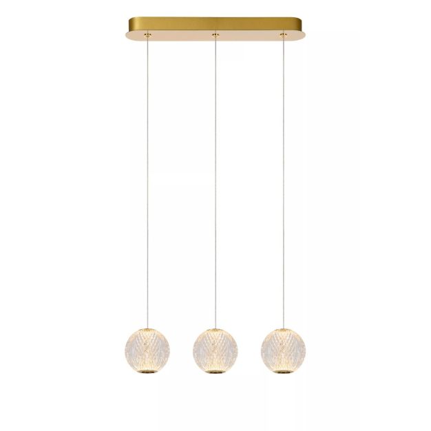 Lucide Cintra - Hängeleuchte - 48 x 11 x 150 cm - 3 x 4,7W LED inkl. - transparent und gold