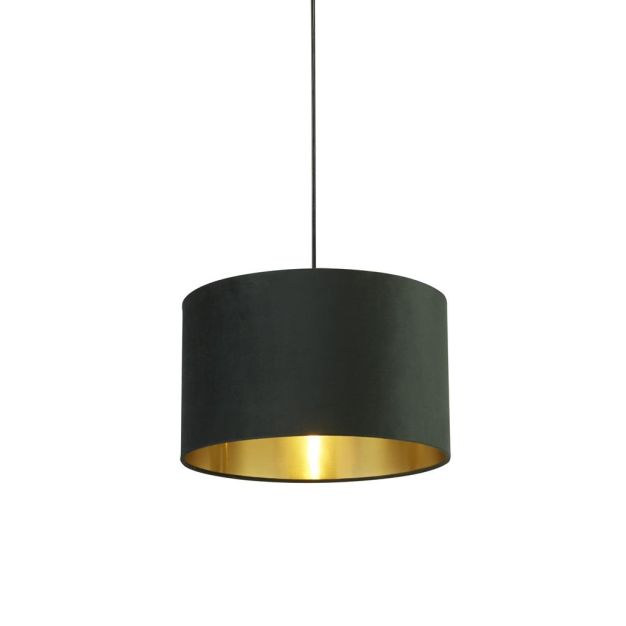 Searchlight Velvet Drum - Lampenschirm - Ø 40 x 24 cm - grün und gold