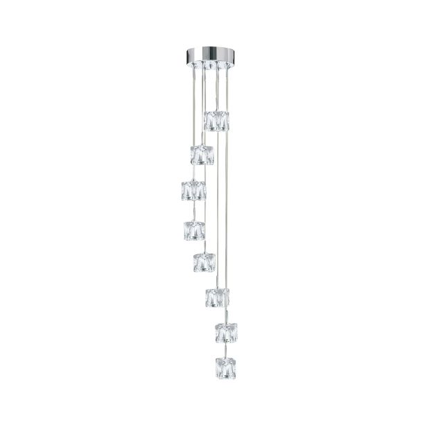 Searchlight Ice Cube - Pendelleuchte - Ø 20 x 116 cm - 8 x 5W dimmbare LED inkl - Chrom