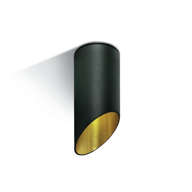 ONE Light Decorative Cut Cylinders - Aufbaustrahler 1L - Ø 6 x 15 cm - schwarz und gold