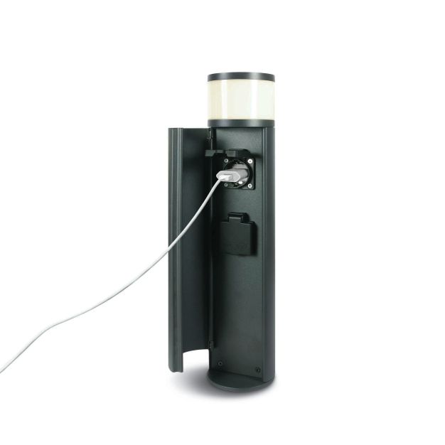 ONE Light Ladesteckdosen Poller - Gartenmast mit 2 x 1000W Schuko Steckdosen - 10 x 40 cm - 3W LED inkl. - IP44 - anthrazit