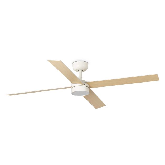 Faro Rudder L 4 - deckenventilator mit licht und fernbedienung - Ø 132 x 27,6 cm - matt weiß und esche