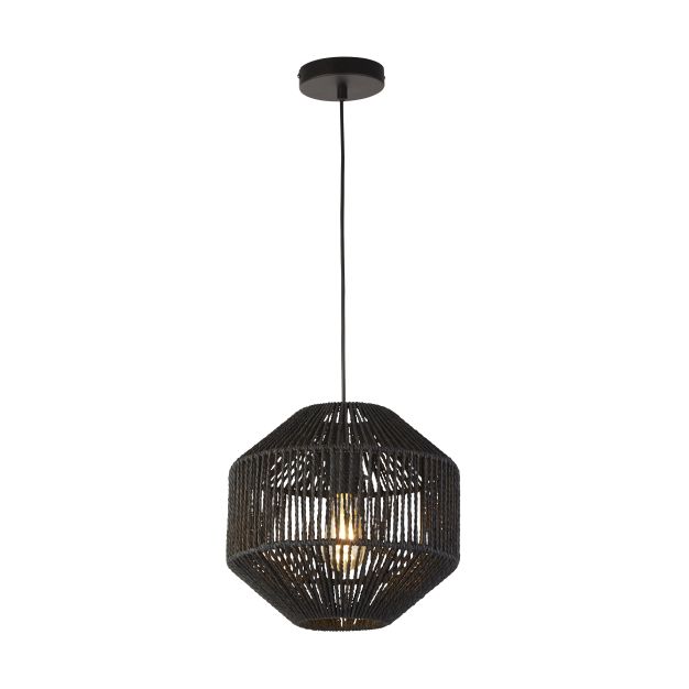 Searchlight Wicker - Pendelleuchte - Ø 30 x 133 cm - mattschwarz