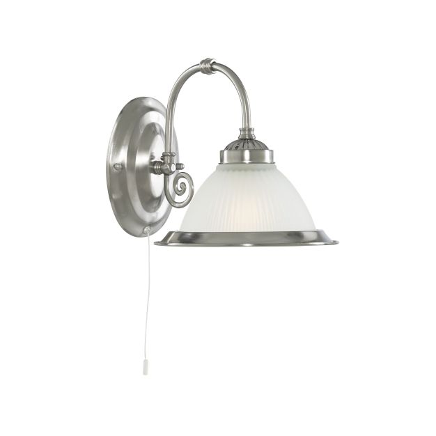 Searchlight American Diner - Wandleuchte mit Zugschalter - 18 x 21 cm - satiniert silber