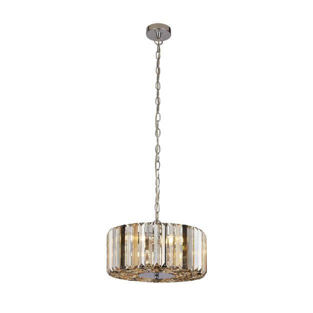Searchlight Iris - Deckenpendelleuchte - Ø 35 x 136 cm - Chrom und Amber