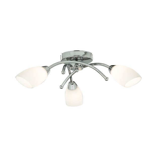 Searchlight Opera - Deckenleuchte - Ø 50 x 15 cm - Chrom und Opal