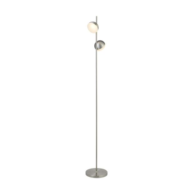 Searchlight Tully - Stehleuchte - 142 cm - 2 x 6W dimmbare LED inkl - satiniert silber