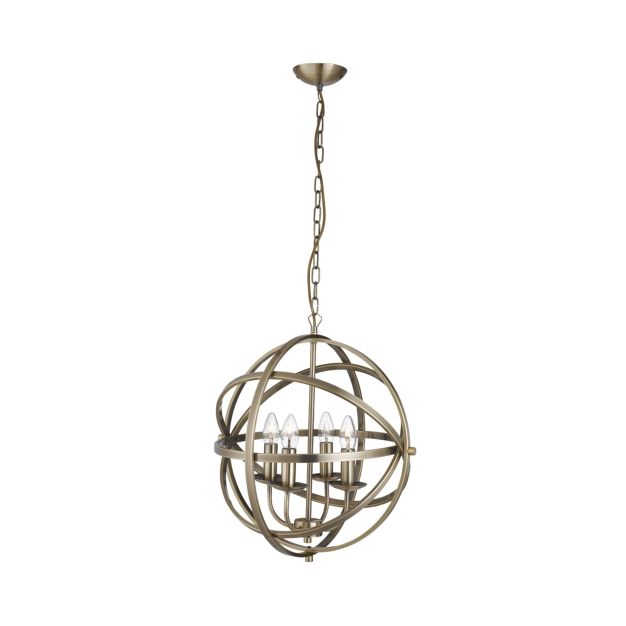 Searchlight Orbit - Kronleuchter - Ø 46 x 116 cm - Messing antik