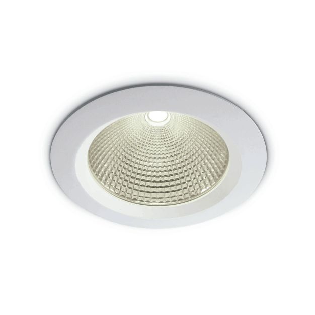 ONE Light COB Downlight Range Die Cast - Einbaustrahler - Ø 230 mm, Ø 210 mm Einbaumaß - 60W LED inkl. - weiß - Lichtfarbe warmweiß