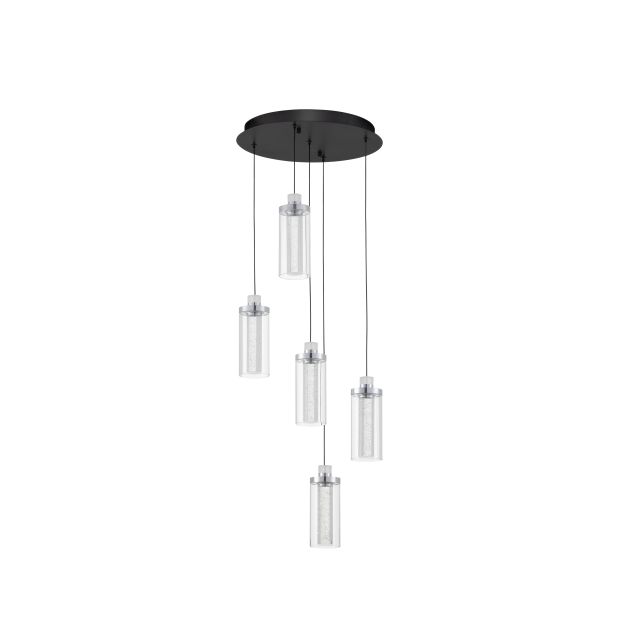 Nova Luce Lune - Hängelampe - Ø 38 x 190 cm - 38W dimmbar LED inkl. - Sand Schwarz und chroom