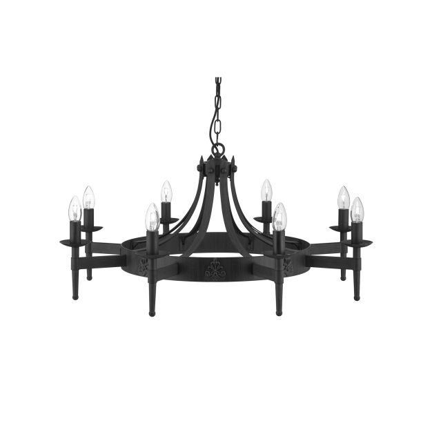 Searchlight Cartwheel - Kronleuchter - Ø 85 x 90 cm - schwarz