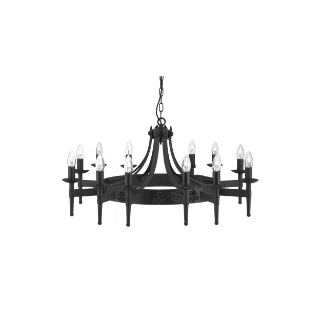 Searchlight Cartwheel - Kronleuchter - Ø 105 x 248 cm - schwarz