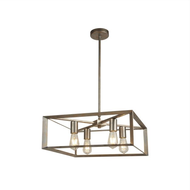 Searchlight Heaton - Pendelleuchte - 50 x 50 x 75 cm - gebürstetes Silber und Gold