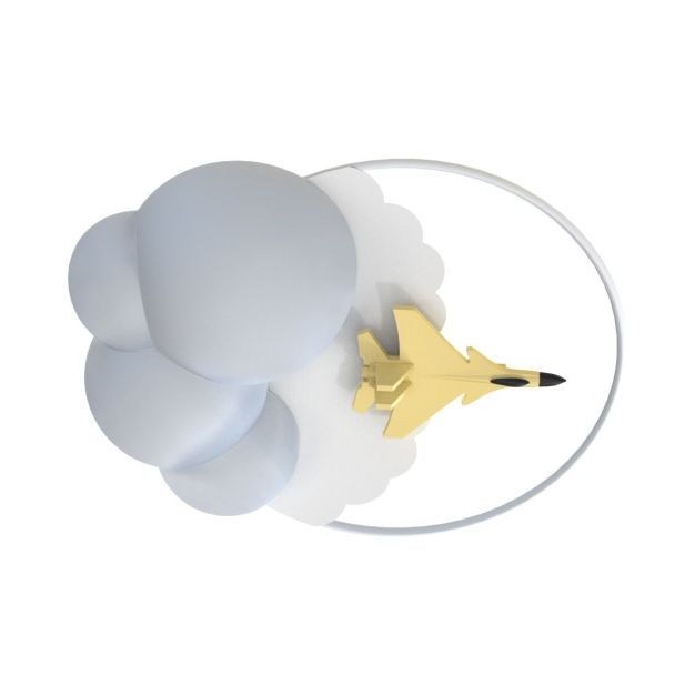 Zuma Line Fighter Jet - Deckenleuchte mit Fernbedienung - 46 x 56 x 16 cm - 37W LED inkl - weiß mit gold