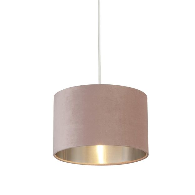Searchlight Velvet Drum - Lampenschirm - Ø 28 x 18 cm - rosa und silber
