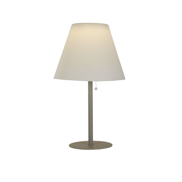 Searchlight Venice – solarbetriebene Tischlampe – Ø 38 x 68 cm – 1,6 W LED inkl. – IP44 – silber und weiß