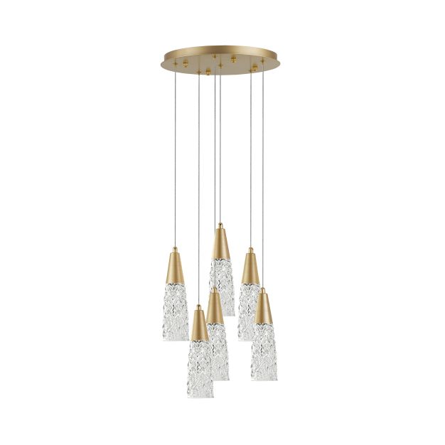 Nova Luce Kovac - Pendelleuchte - Ø 35 x 180 cm - Gold gebürstet und transparent