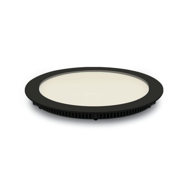 ONE Light Round Recessed Panels - Deckeneinbauleuchten - Ø 22,3 x 2,2 cm - 18W LED inkl. - IP40 - schwarz - Lichtfarbe warmweiß