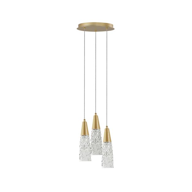 Nova Luce Kovac - Pendelleuchte - Ø 25 x 180 cm - Gold gebürstet und transparent