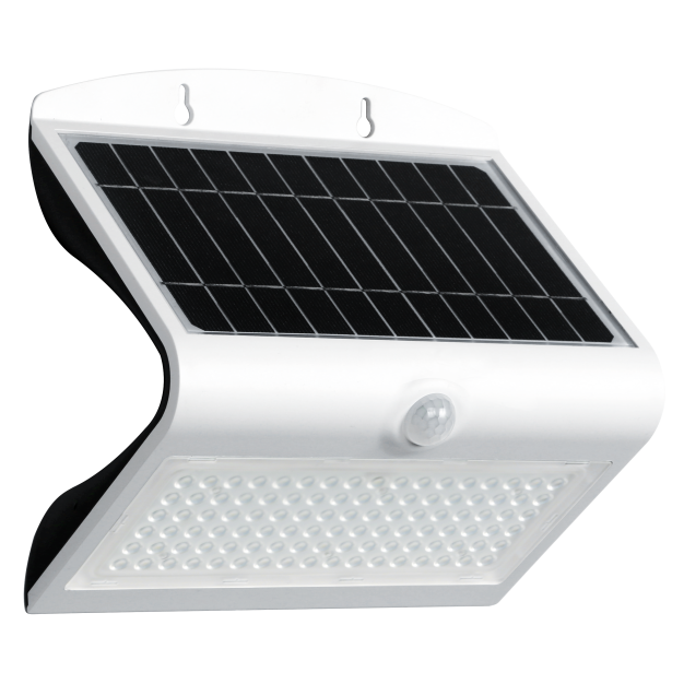 Century Italia Arcadia 6.8 -  solarbetriebene Außenwandlampe mit Sensor - 23,2 x 22 x 12,1 cm - 8W LED inkl. - IP65 - weiß