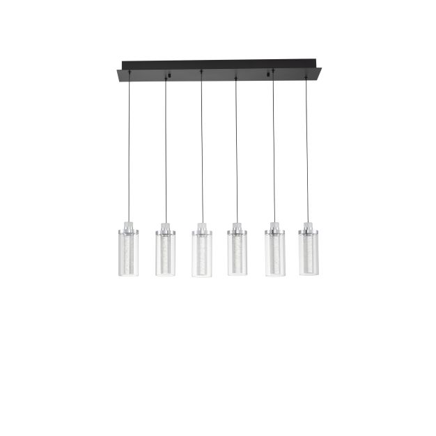 Nova Luce Lune - Hängelampe - 20 x 170 x 81 cm - 44W dimmbar LED inkl. - Sand Schwarz und chroom