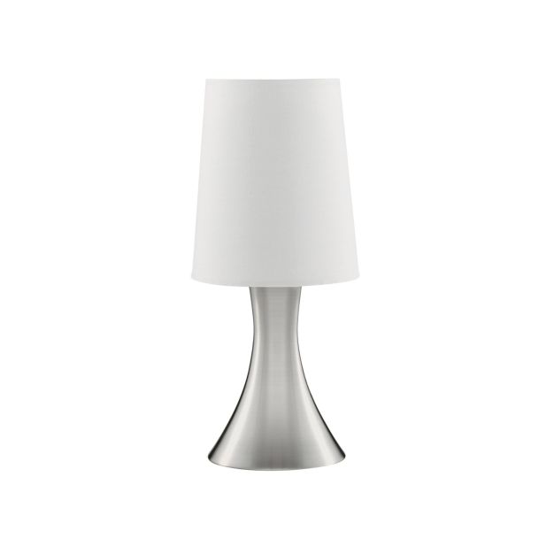 Searchlight Touch - Tischleuchte - 29,5 cm - 3 Stufen dimmbar - satiniert silber und weiß