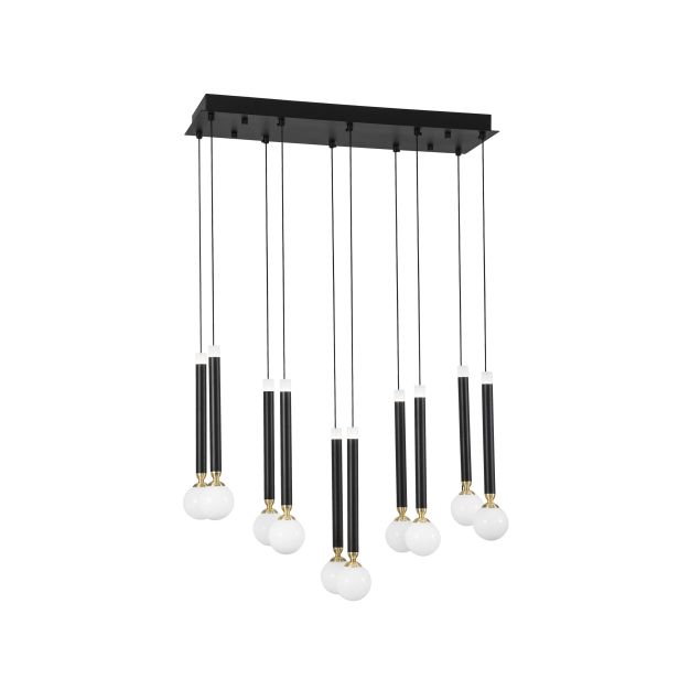 Nova Luce Cayo - Hängeleuchte - 72 x 20 x 120 cm - 10 x 5W LED inkl. - schwarz