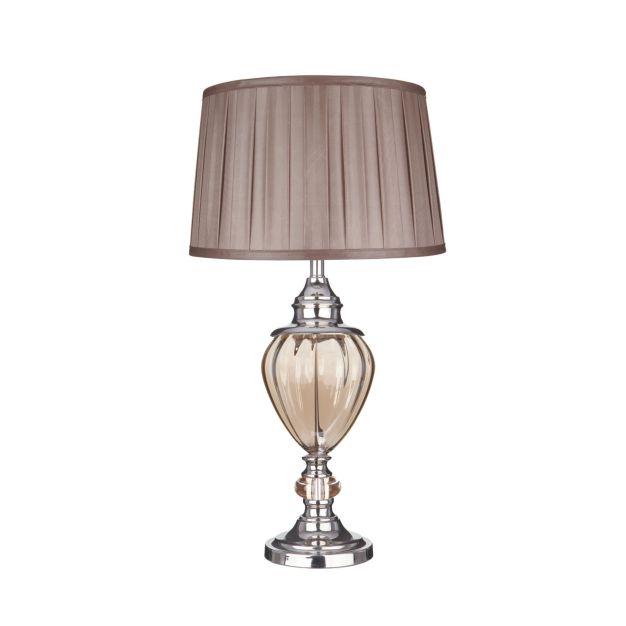 Searchlight Greyson - Tischleuchte - Ø 38 x 68 cm - Chrom und Braun