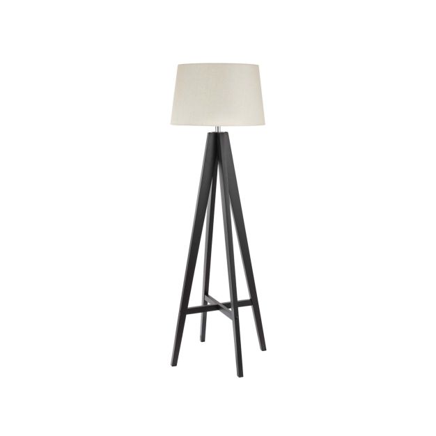 Searchlight Easel - Stehleuchte - 148 cm - dunkles Holz und cremefarbenes Leinen