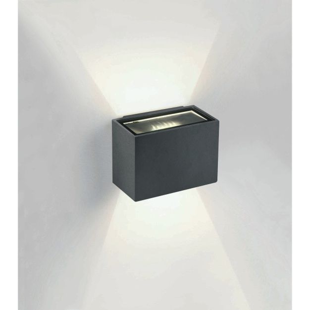 ONE Light Outdoor Wall Up & Down Lights - Außenwandleuchte - 9 x 6,5 x 6,5 cm - 2 x 3W LED inkl. - IP54 - anthrazit
