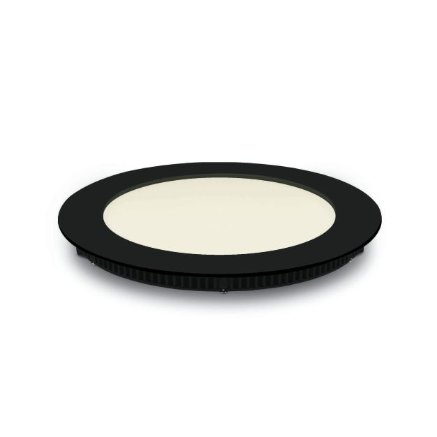 ONE Light Round Recessed Panel - Deckeneinbauleuchte - Ø 17,3 x 2,2 cm - 12W LED inkl. - IP40 - schwarz - Lichtfarbe weiß
