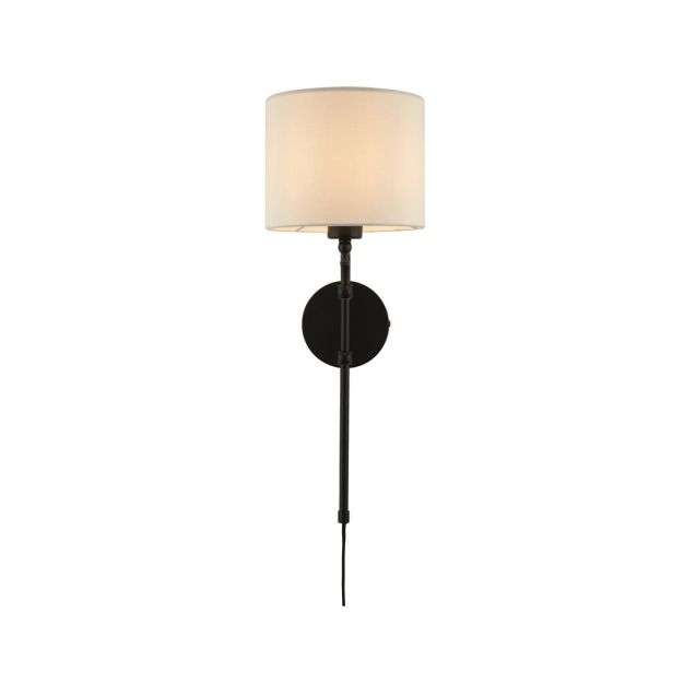 Searchlight Munich - Wandleuchte - 20 x 56 cm - schwarzes und natürliches Leinen