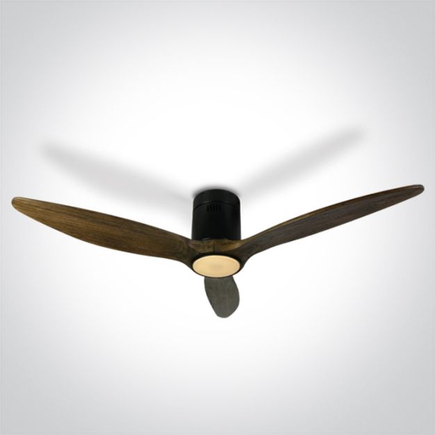ONE Light Black Body - Deckenventilator mit Licht und Fernbedienung - Ø 132 x 27 cm - schwarz und dunkelbraun