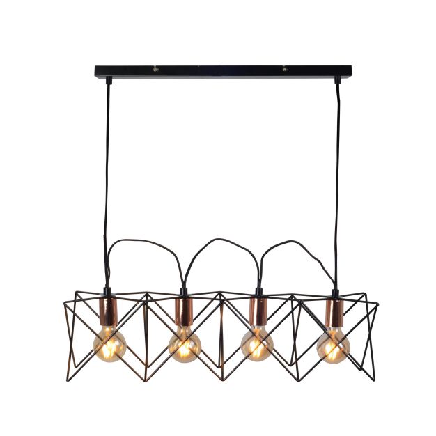 Searchlight Anthea - Pendelleuchte - 73 x 19 x 146 cm - Mattschwarz und Kupfer