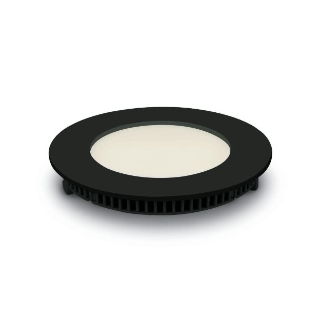 ONE Light Round Recessed Panels - Einbaustrahler - Ø 120 mm, Ø 108 mm Einbaumaß - 8W LED inkl. - IP40 - schwarz - Lichtfarbe warmweiß