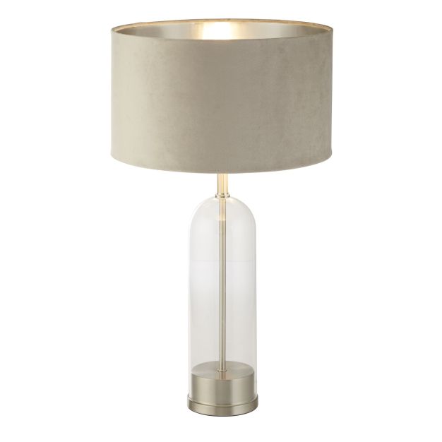 Searchlight Oxford - Tischleuchte - Ø 38 x 51 cm - Nickel satiniert, silber und taupe