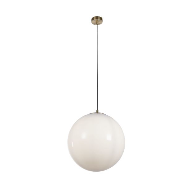 Searchlight Atom II - Pendelleuchte - Ø 40 x 120 cm - Messing satiniert und Opal