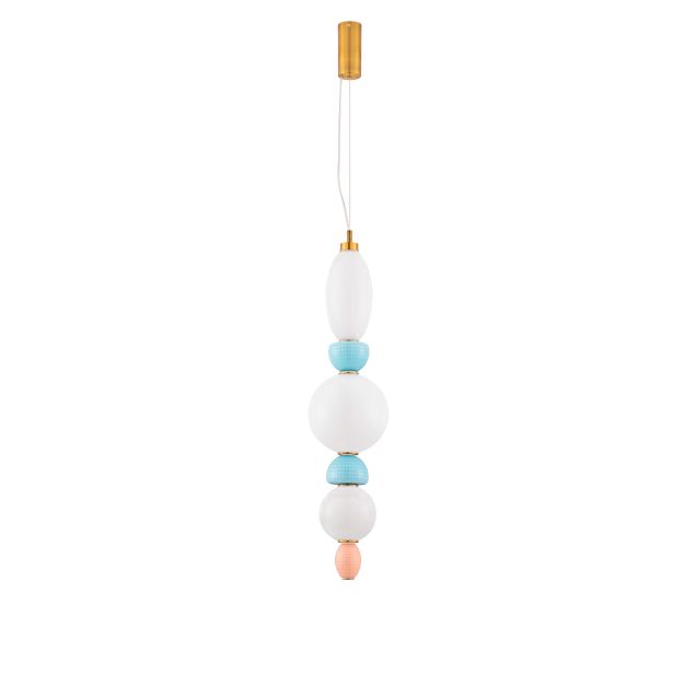 Nova Luce Obrie - Hängelampe - Ø 20 x 215 cm - 27W LED inkl. - Messing Gold, Orange und Blau