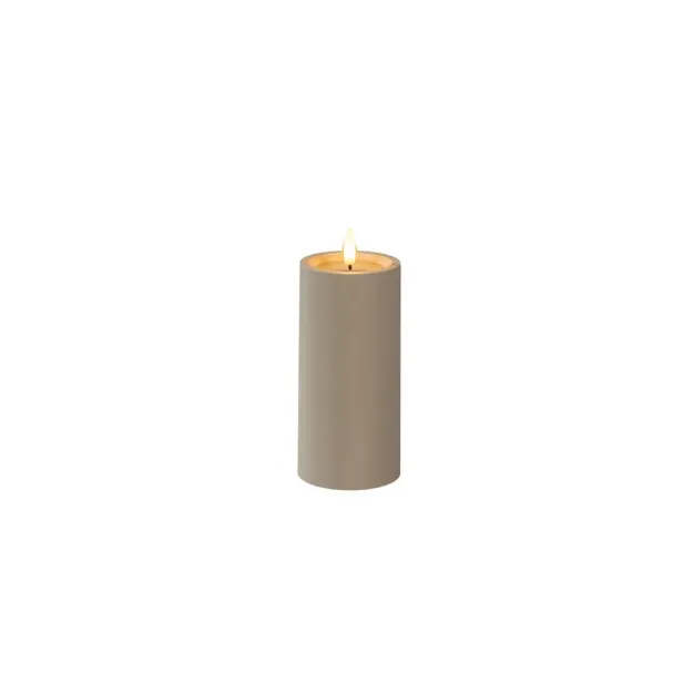 Konstsmide - LED Blockkerze mit Batterie und Flackerflamme - Ø 7 x 15 cm - IP44 - beige