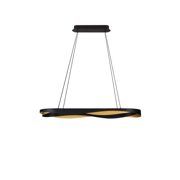 Nova Luce Radon - Hängelampe - Ø 100 x 160 cm - 62W dimmbar LED inkl. - matt schwarz und gold