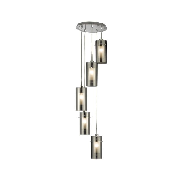 Searchlight Duo 2 - Pendelleuchte - Ø 28 x 120 cm - geräuchertes und mattiertes Glas