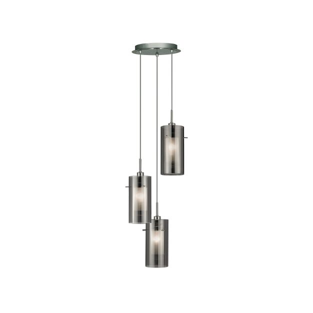 Searchlight Duo 2 - Pendelleuchte - Ø 26 x 120 cm - geräuchertes und mattiertes Glas