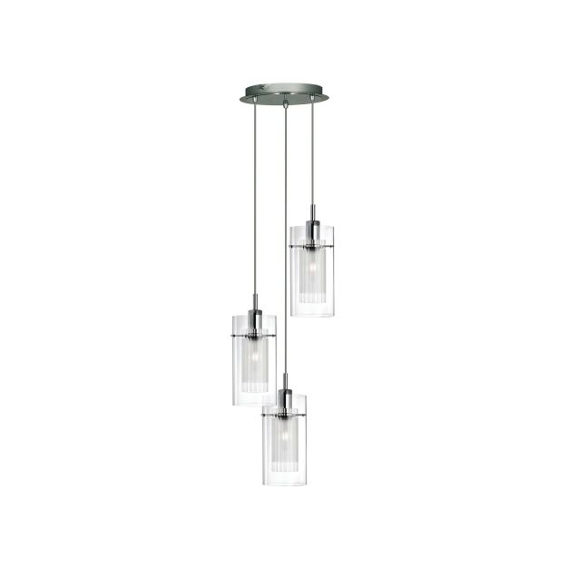 Searchlight Duo 1 - Hängeleuchte - Ø 26 x 120 cm - Chrom und transparent